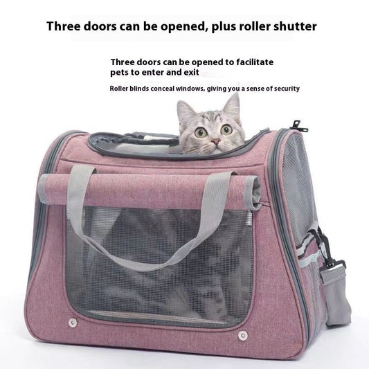 HKM-2777021 Breathable Portable Cat Carrier Bag with Large 35L Capacity in Pink and Gray