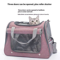 HKM-2777021 Breathable Portable Cat Carrier Bag with Large 35L Capacity in Pink and Gray