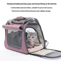 HKM-2777021 Breathable Portable Cat Carrier Bag with Large 35L Capacity in Pink and Gray