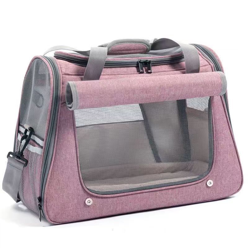 HKM-2777021 Breathable Portable Cat Carrier Bag with Large 35L Capacity in Pink and Gray
