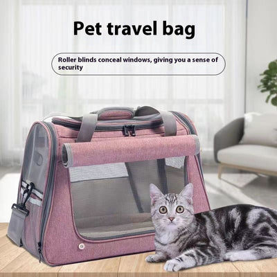 HKM-2777021 Breathable Portable Cat Carrier Bag with Large 35L Capacity in Pink and Gray