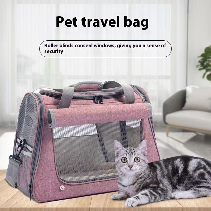 HKM-2777021 Breathable Portable Cat Carrier Bag with Large 35L Capacity in Pink and Gray