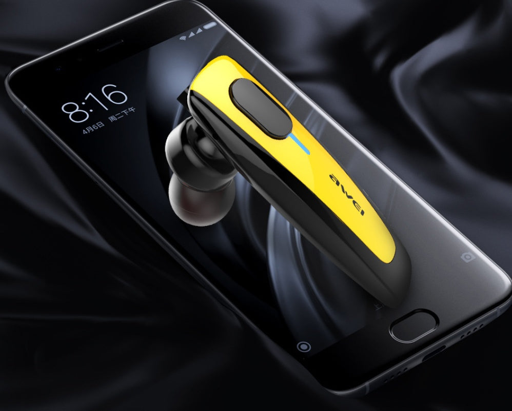 HKM-277779 In-ear Bluetooth Headset with Battery Display and Voice Control, Mono Channel, Dual Ear Support, Available in Yellow, Red, Grey