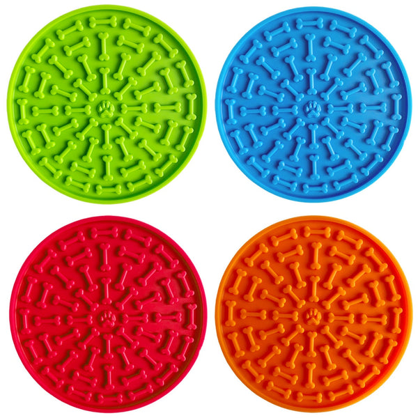HKM-2778557 Silicone Dog Licking Mat with Suction Cups - Slow Feed Interactive Pet Feeding Plate in Multiple Colors