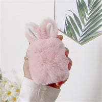 HKM-278099 Cute Pink Rabbit Plush Protective Cover for AirPods Pro and 1/2 Generation - Soft Silicone Shell for Wireless Headset