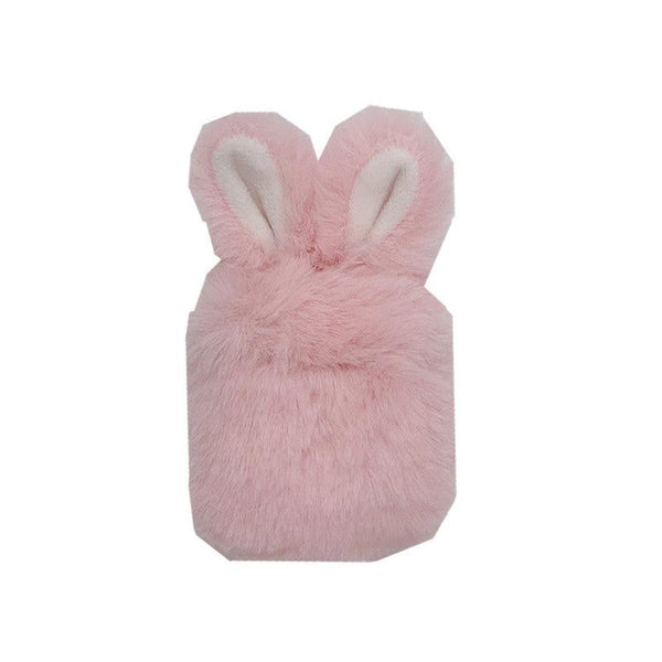 HKM-278099 Cute Pink Rabbit Plush Protective Cover for AirPods Pro and 1/2 Generation - Soft Silicone Shell for Wireless Headset