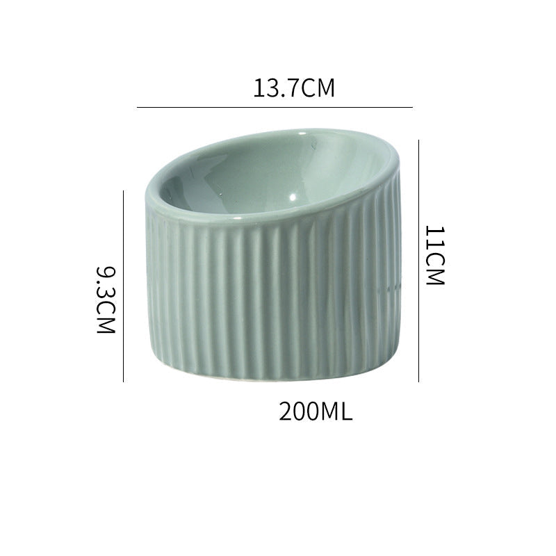 HKM-2782013 Elevated Ceramic Cat Bowls - Tilted, Anti-Vomit Design for Comfortable Feeding