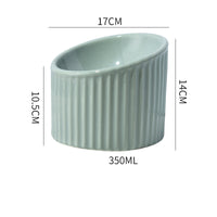 HKM-2782013 Elevated Ceramic Cat Bowls - Tilted, Anti-Vomit Design for Comfortable Feeding