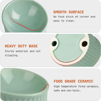 HKM-2782013 Elevated Ceramic Cat Bowls - Tilted, Anti-Vomit Design for Comfortable Feeding