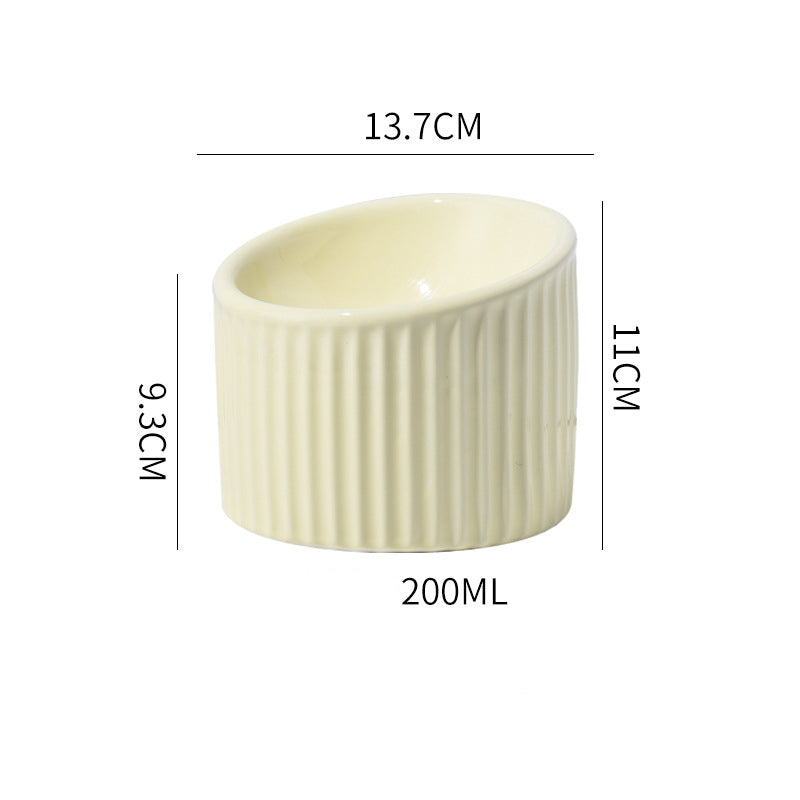 HKM-2782013 Elevated Ceramic Cat Bowls - Tilted, Anti-Vomit Design for Comfortable Feeding