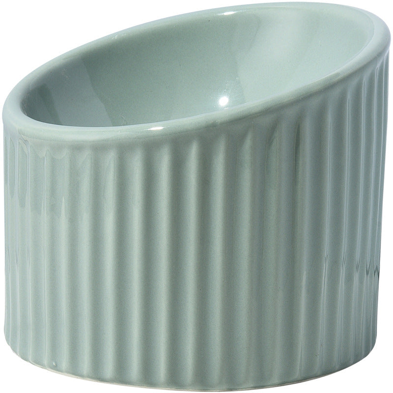 HKM-2782013 Elevated Ceramic Cat Bowls - Tilted, Anti-Vomit Design for Comfortable Feeding