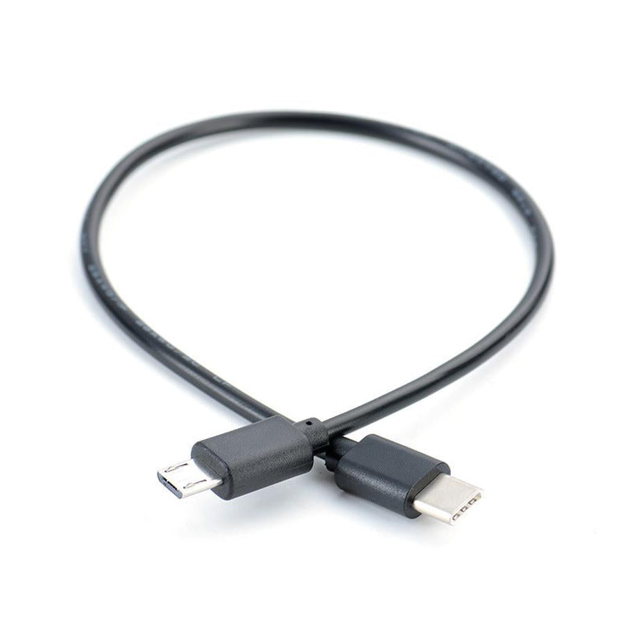 HKM-278291 Type-C to Micro USB Male OTG Data Cable for Android Mobile Charging and File Transfer - 30cm Black
