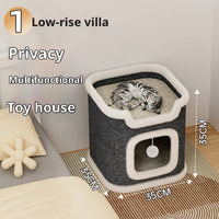 HKM-2783805 Stylish Semi-Enclosed Cat Climbing Frame with Scratching Post - Multiple Sizes Available