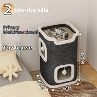 HKM-2783805 Stylish Semi-Enclosed Cat Climbing Frame with Scratching Post - Multiple Sizes Available