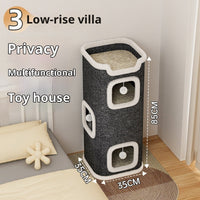 HKM-2783805 Stylish Semi-Enclosed Cat Climbing Frame with Scratching Post - Multiple Sizes Available