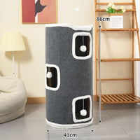 HKM-2783805 Stylish Semi-Enclosed Cat Climbing Frame with Scratching Post - Multiple Sizes Available