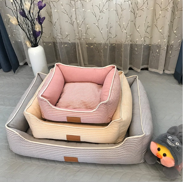 HKM-2784573 Removable and Washable Cat Litter Mat in Elegant Gray - Breathable Cotton and Linen Options Available