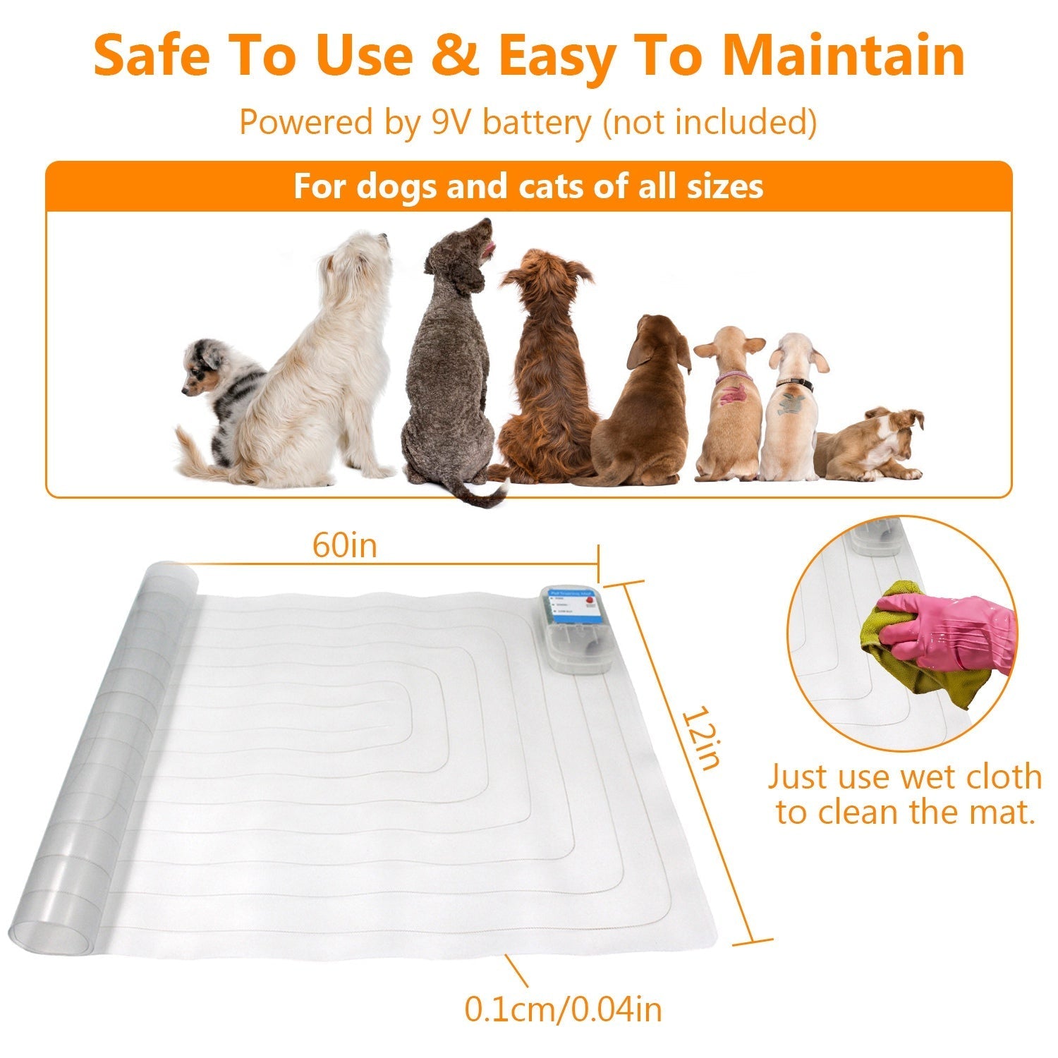 HKM-2785981 Electronic Pet Training Mat with 3 Modes - 60x12in Safe Shock Pad for Dogs and Cats