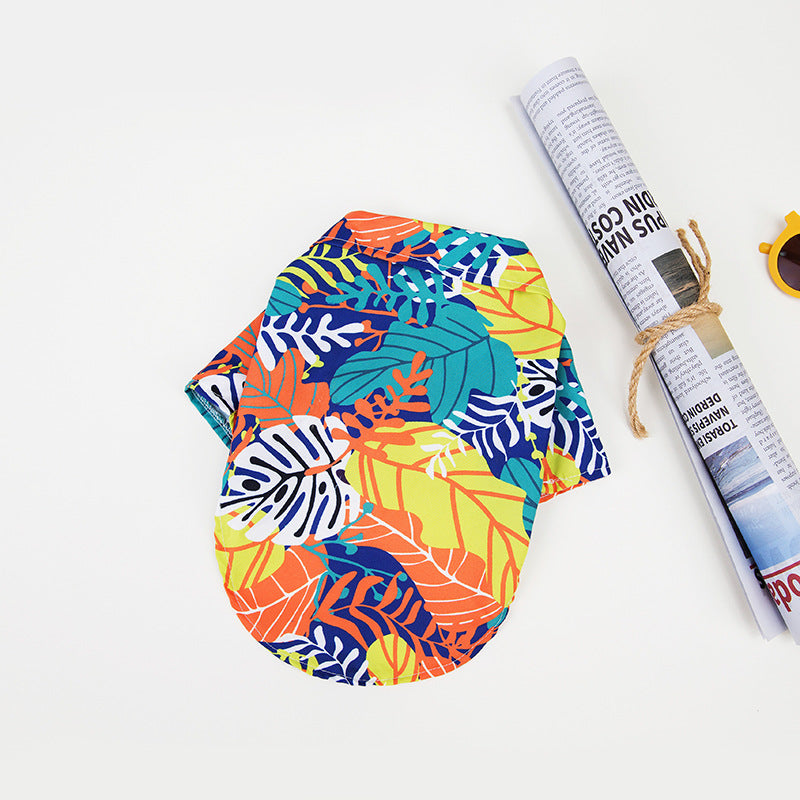 HKM-2788669 Summer Hawaiian Shirt for Large Dogs and Cats, Lightweight Polyester, Multiple Floral Designs, Various Sizes Available