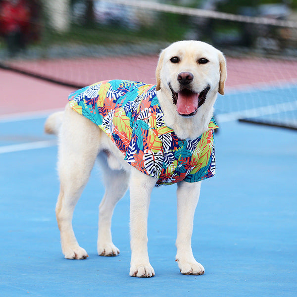 HKM-2788669 Summer Hawaiian Shirt for Large Dogs and Cats, Lightweight Polyester, Multiple Floral Designs, Various Sizes Available