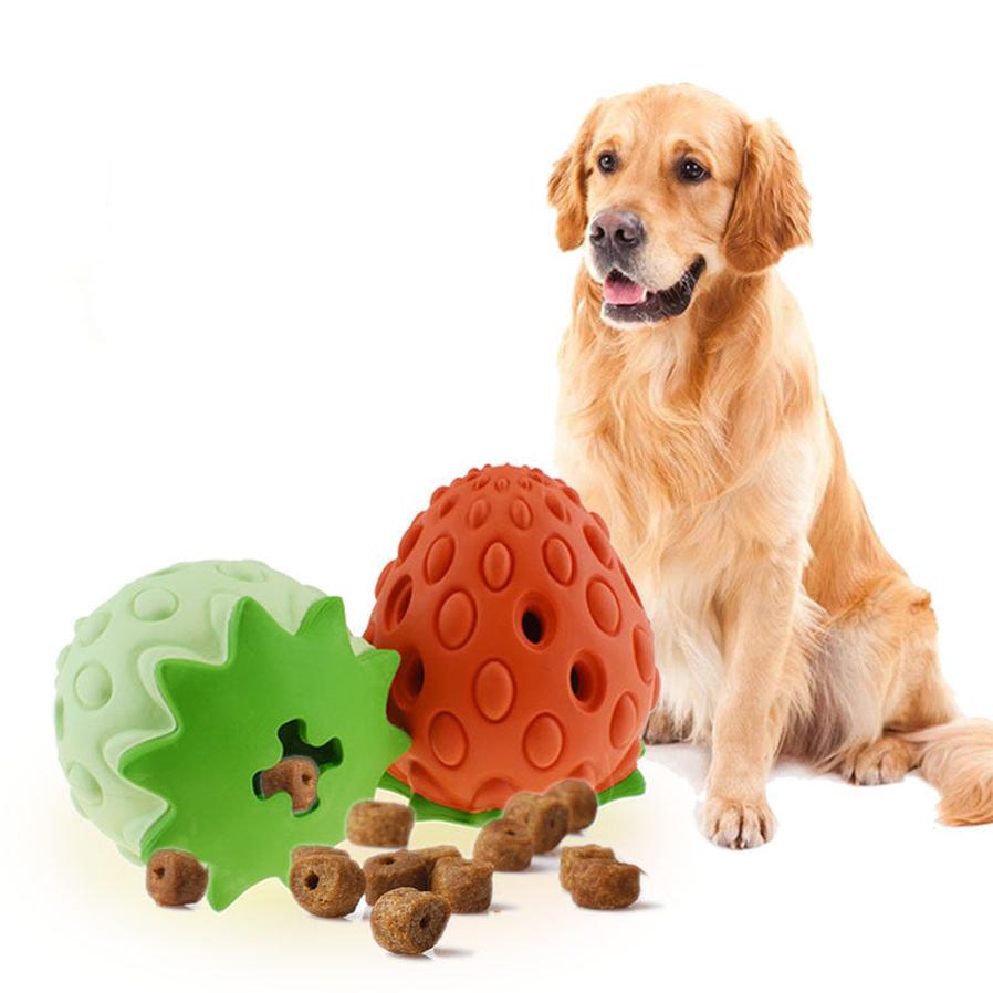 HKM-278931 Durable Rubber Strawberry Leak Food Ball for Dogs and Cats