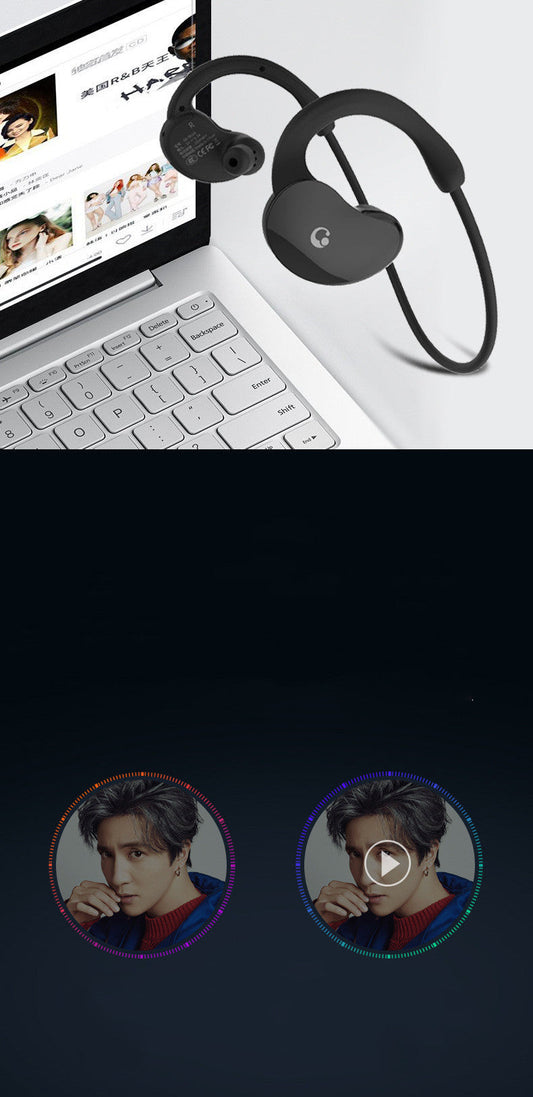 HKM-278931 Two-in-One Bluetooth Headset with 32GB Built-In Storage, Sports Music Ear-Mounted Design, Stereo Sound, Voice Control and Call Function