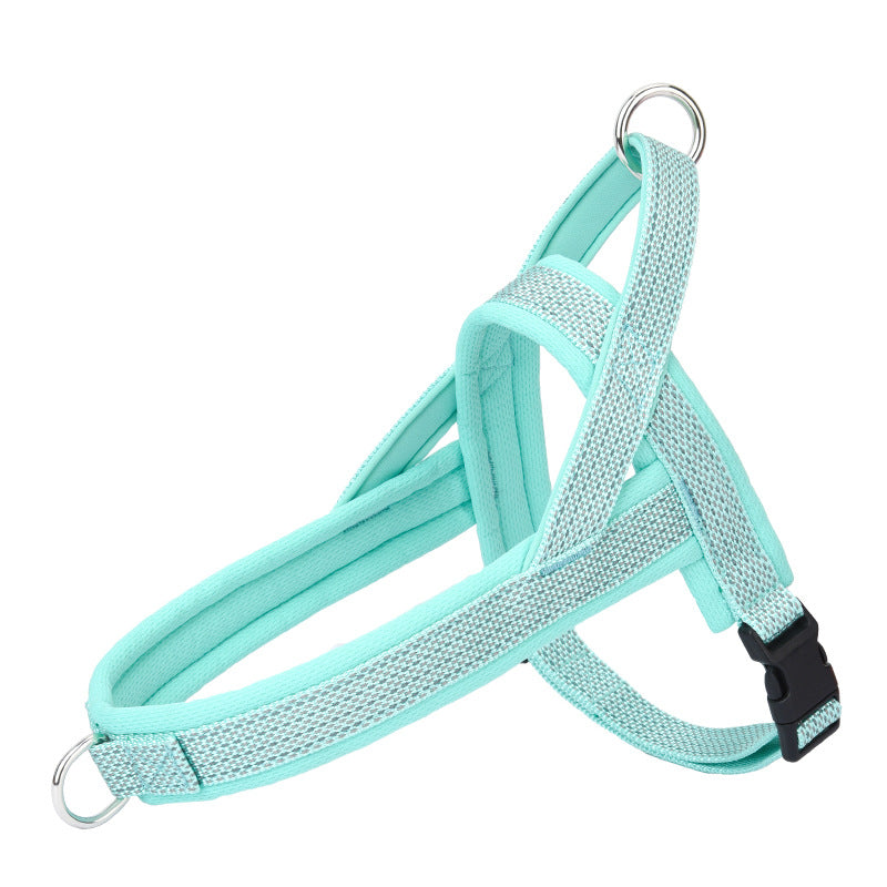 HKM-2789565 Reflective Chest Strap with Traction Rope for Small to Large Dogs in Black, Green, Orange, Dark Blue