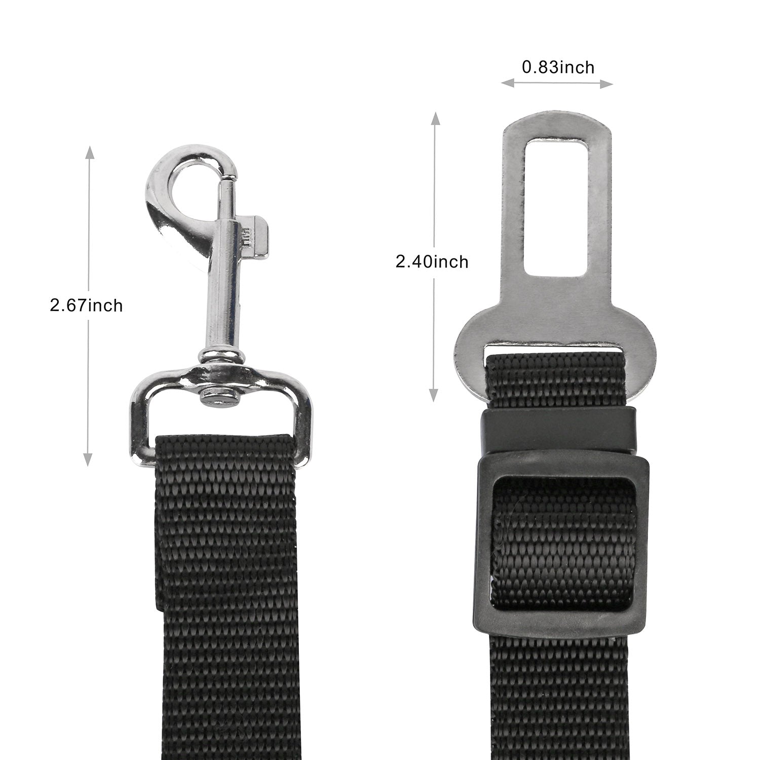 HKM-2790077 Adjustable Pet Seat Belt Leash for Dogs and Cats ¨C Safety Harness Car Straps with Swivel Carabiner, Nylon Fabric, 1.37ft-2.2ft Length