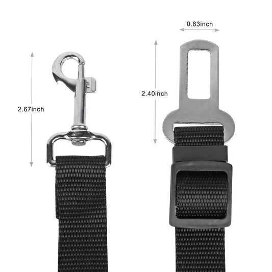 HKM-2790077 Adjustable Pet Seat Belt Leash for Dogs and Cats ¨C Safety Harness Car Straps with Swivel Carabiner, Nylon Fabric, 1.37ft-2.2ft Length
