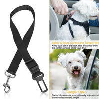 HKM-2790077 Adjustable Pet Seat Belt Leash for Dogs and Cats ¨C Safety Harness Car Straps with Swivel Carabiner, Nylon Fabric, 1.37ft-2.2ft Length