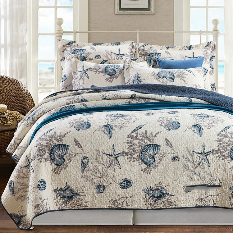 HKM-279059 Pure Cotton Summer Cooling Bedspread Set - 3-Piece Euro Style Duvet Cover with Pillowcases