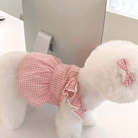 HKM-2790845 Summer Pink Dog Vest with Strap Lace Skirt and Hair Clip