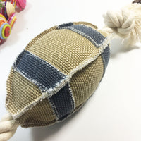 HKM-2791101 Linen Cotton Rope Dog Toy - Bite Resistant Rugby Style for Training