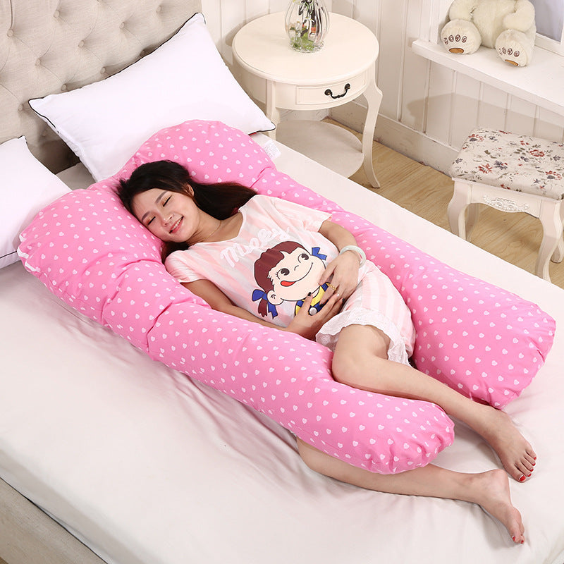 HKM-279187 U-Shaped Pure Cotton Maternity Pillow with Adjustable Height and Supportive Design
