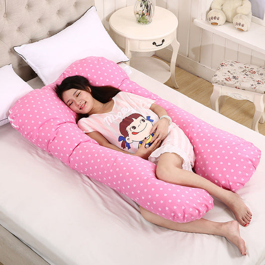 HKM-279187 U-Shaped Pure Cotton Maternity Pillow with Adjustable Height and Supportive Design
