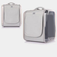 HKM-2792509 Portable Cat Backpack in Soft Polyester - Agate Gray, Lemon Yellow, Light Peach Pink, Light Blue, Navy Green Leaves
