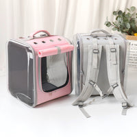HKM-2792509 Portable Cat Backpack in Soft Polyester - Agate Gray, Lemon Yellow, Light Peach Pink, Light Blue, Navy Green Leaves