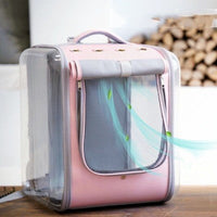 HKM-2792509 Portable Cat Backpack in Soft Polyester - Agate Gray, Lemon Yellow, Light Peach Pink, Light Blue, Navy Green Leaves