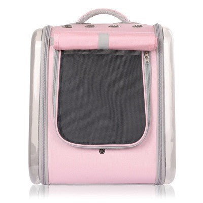 HKM-2792509 Portable Cat Backpack in Soft Polyester - Agate Gray, Lemon Yellow, Light Peach Pink, Light Blue, Navy Green Leaves