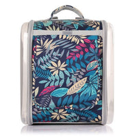HKM-2792509 Portable Cat Backpack in Soft Polyester - Agate Gray, Lemon Yellow, Light Peach Pink, Light Blue, Navy Green Leaves