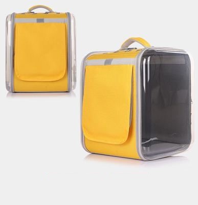 HKM-2792509 Portable Cat Backpack in Soft Polyester - Agate Gray, Lemon Yellow, Light Peach Pink, Light Blue, Navy Green Leaves