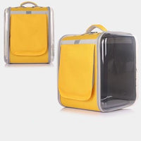 HKM-2792509 Portable Cat Backpack in Soft Polyester - Agate Gray, Lemon Yellow, Light Peach Pink, Light Blue, Navy Green Leaves