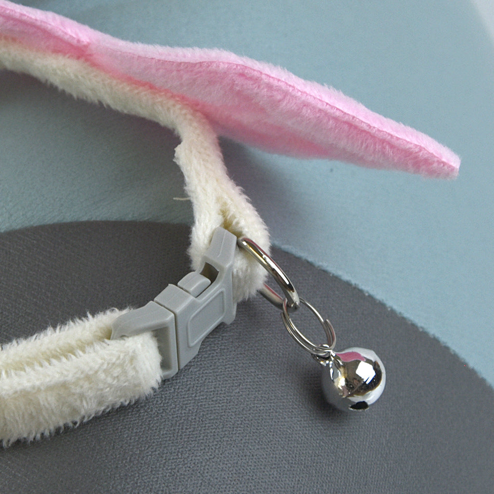 HKM-2794045 Cat Angel Wings Collar with Bell - Solid Color, Adjustable Polyester Design, White & Pink