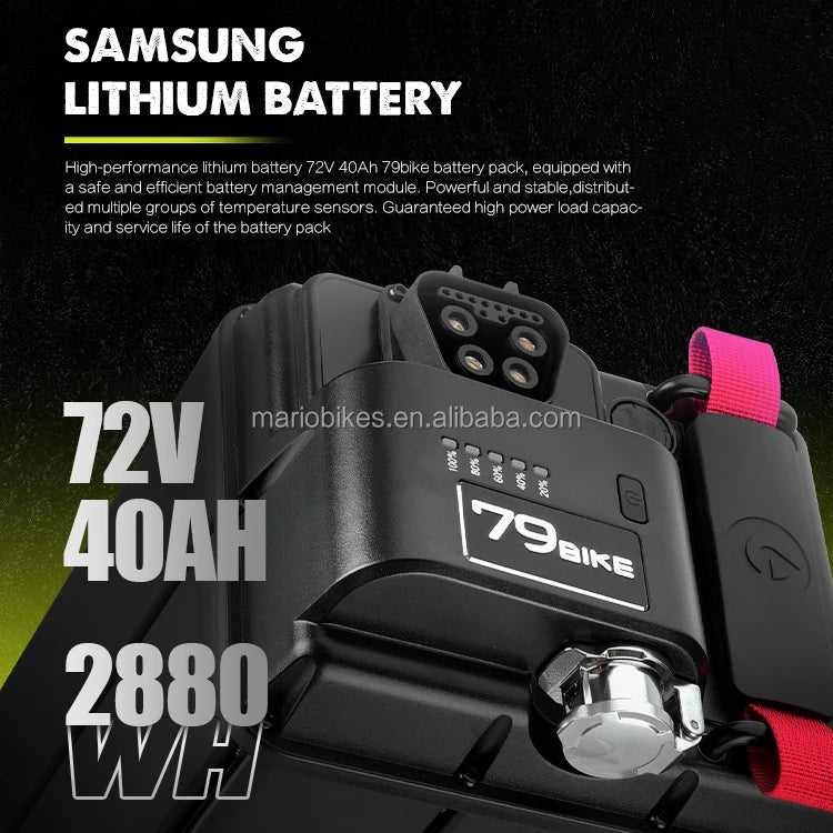 HKM-279443 Electric Dirt Bike 72V 40Ah Lithium Battery Off-Road Motorcycle Max Speed 100km/h Central Motor 19" Wheels