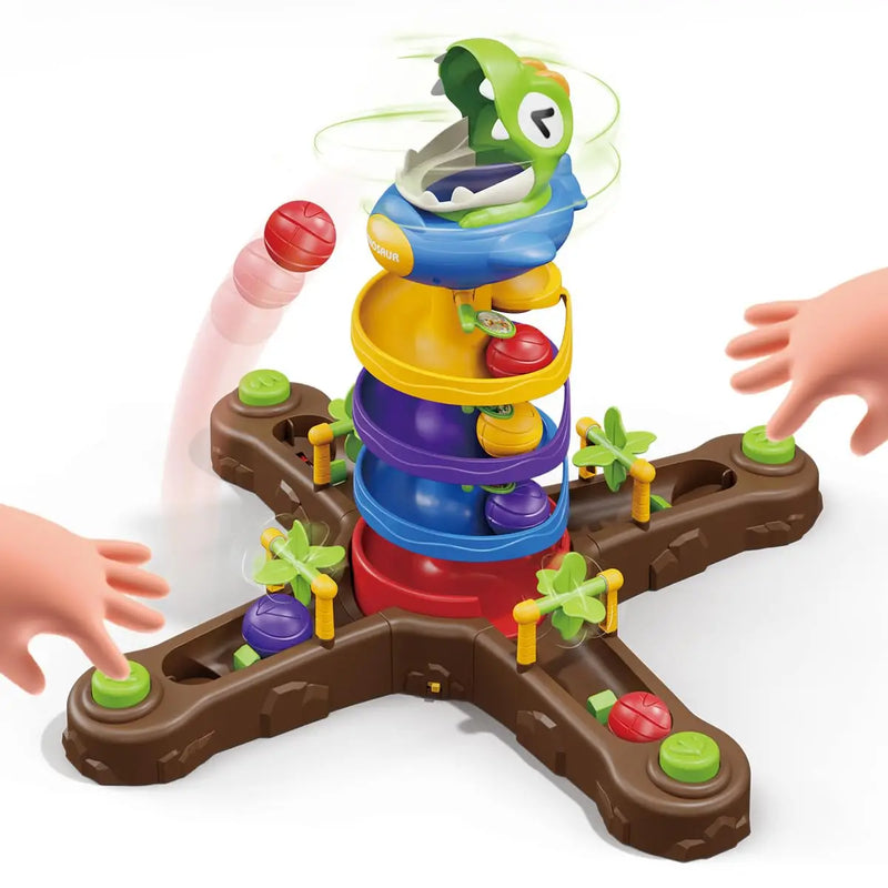 HKM-279571 Dinosaur Ball Drop Toy Set – Educational Rotating Ball Battle Game for Ages 5 and Up