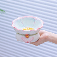 HKM-2796221 Ceramic Cat Bowl in Pink, Blue, Yellow, and Green - Stylish Food Holder for Pets