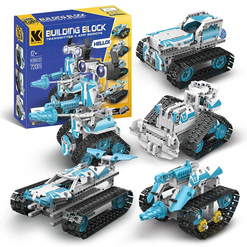 HKM-279635 App-Controlled 5-in-1 Robot Building Block Kit for Kids, Educational DIY Assembly Toy, Ages 8 and Up