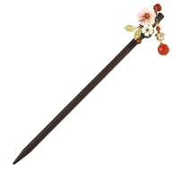 HKM-279635 Elegant Wood Tassel Hairpin with Gold-Plated Inlaid Gems and Exquisite Gift Box