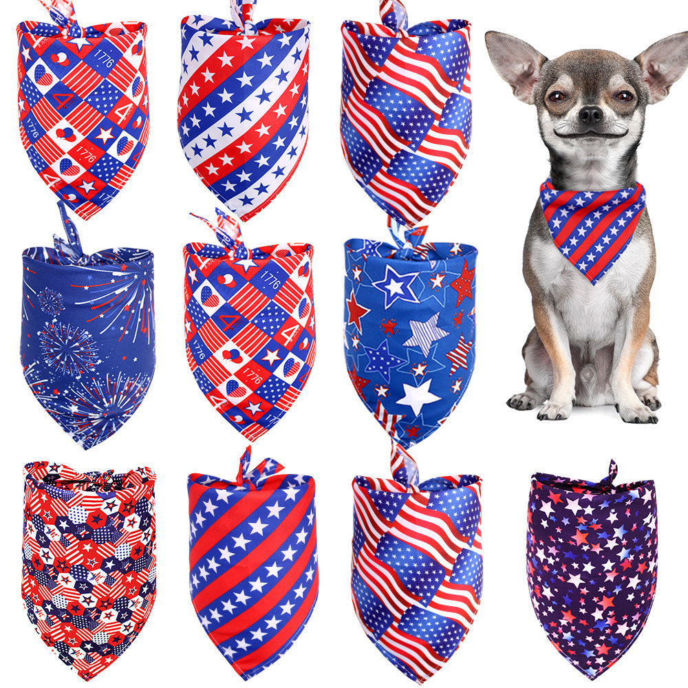 HKM-279763 Independence Day Pet Drool Towel Bib - Polyester Bandana for Small to Large Dogs and Cats