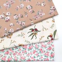 HKM-279891 Pastoral Small Rose Berry Cotton Twill Fabric for Bedding, Clothing and Home Décor